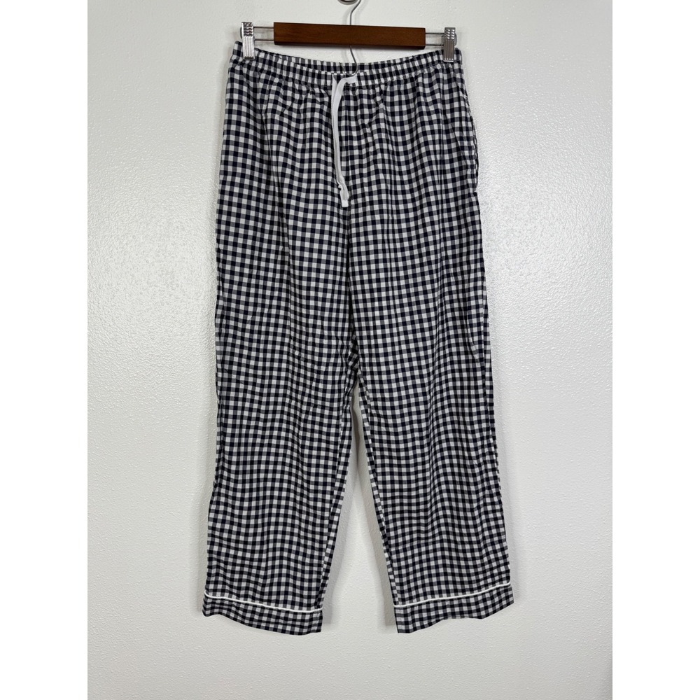 The Cat's Pajamas Womens Navy Blue Gingham Cotton Pajama Sleep Pants Small